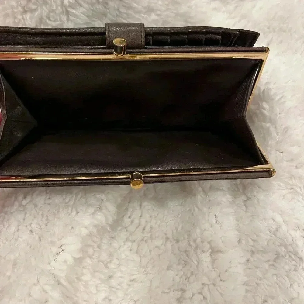 AS-IS Bottega Veneta French Purse Wallet Brown USED